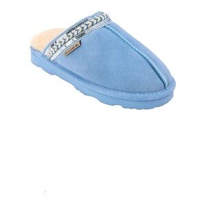 BEARPAW Tanya Suede Embellished Slipper Mule Color: Blue Bliss Size 9W